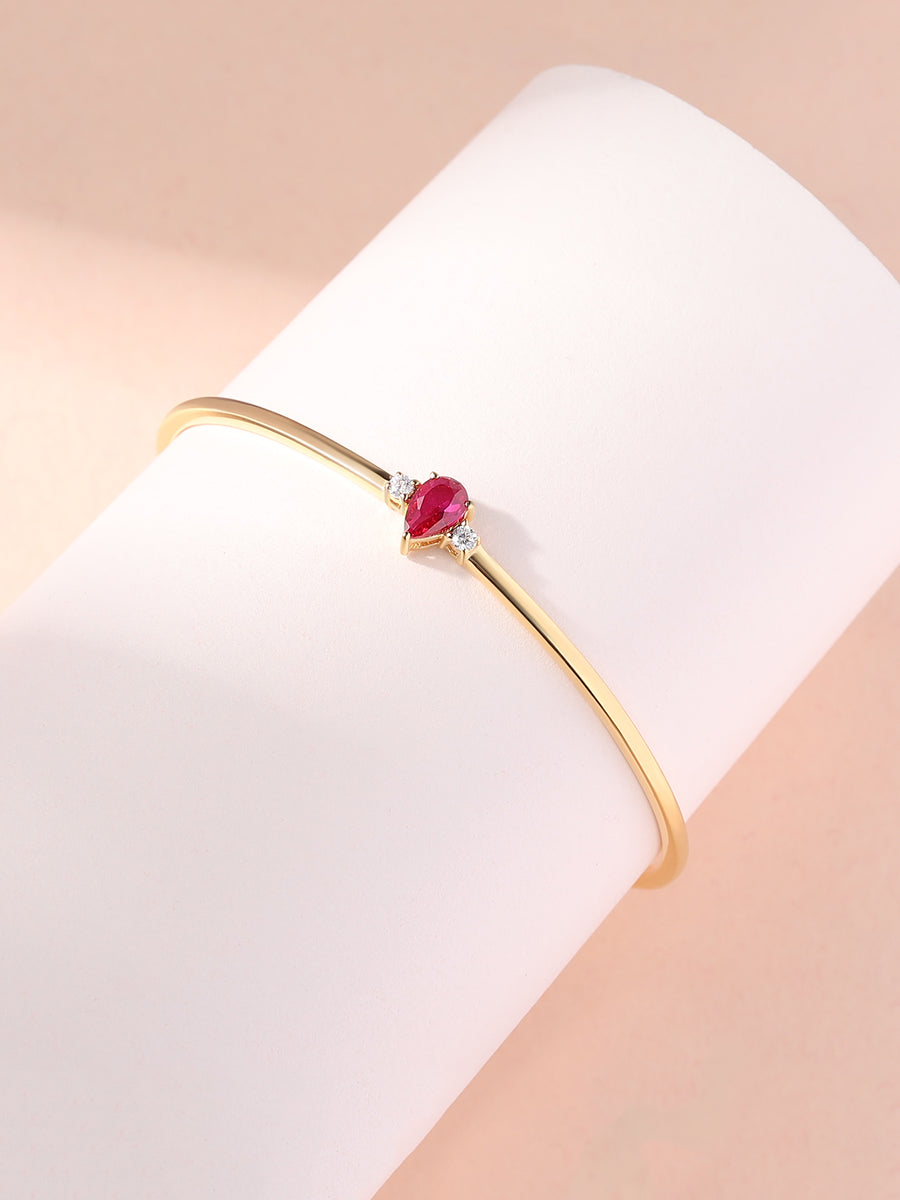 Ruby Gold Cuff Bangle For Women - Size 2.6