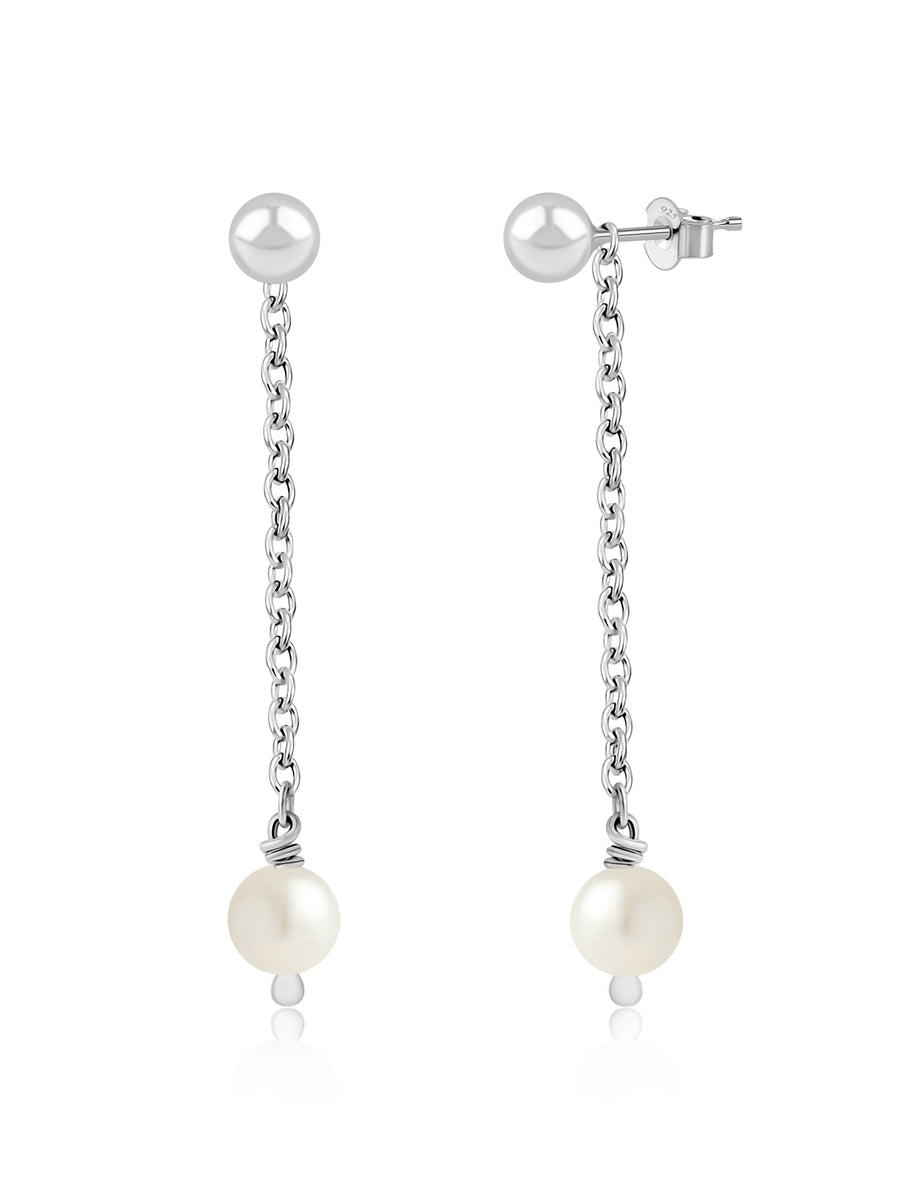 Two Way Pearl Earrings for Women | Dangle Silver Earrings | Party Earrings for Women