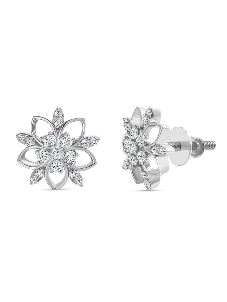 Lab Grown Diamond Blooming Flower Stud Earrings