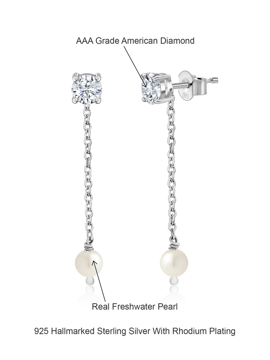 Diamond Look Pearl Danglers For Women-1