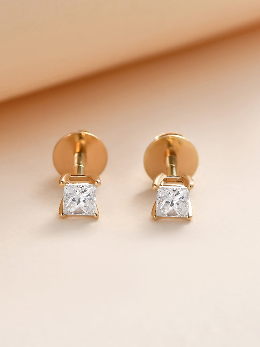 Real Gold Diamond Earrings for Women | Solitaire Earrings Online