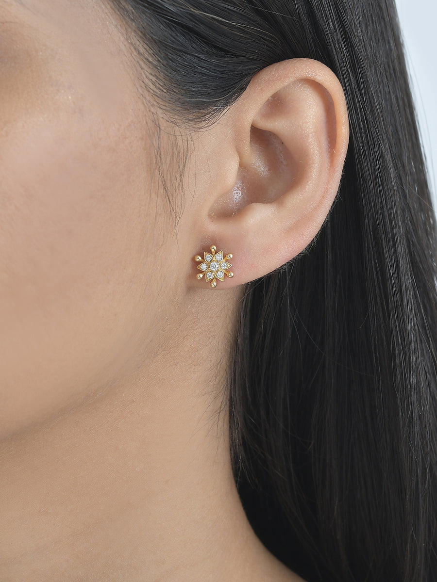 Flower Diamond Earring Studs For Women-1