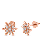 Flower Diamond Earring Studs For Women