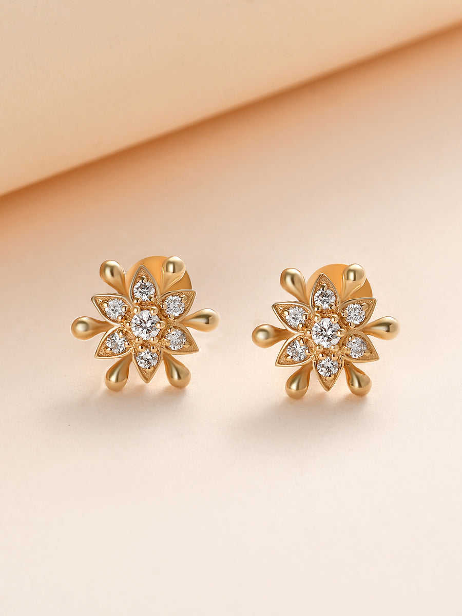 Flower Diamond Earring Studs For Women-5