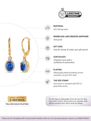 Blue Sapphire Dangle Earrings with Lever Back-6