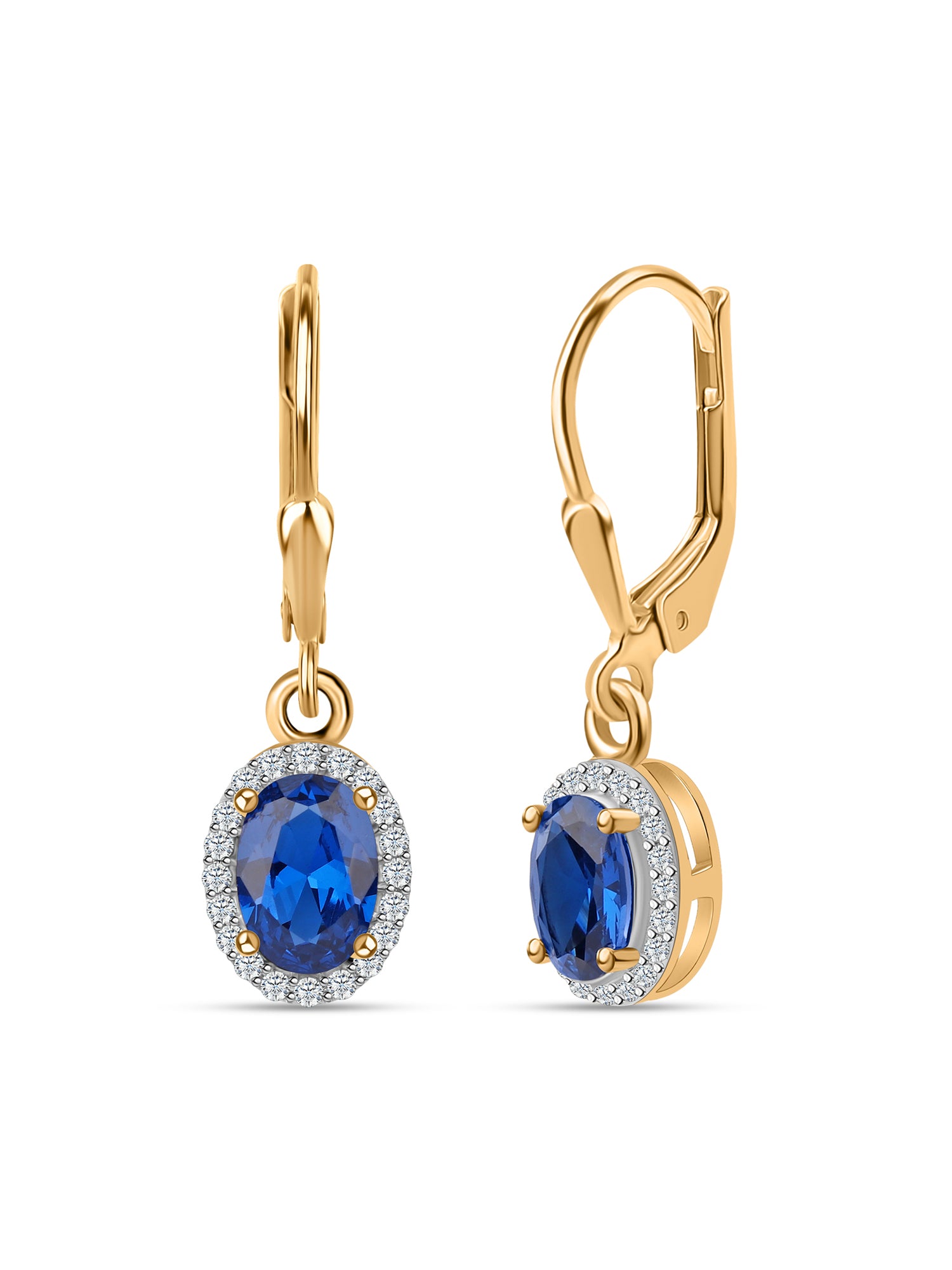 Blue Sapphire Dangle Earrings with Lever Back