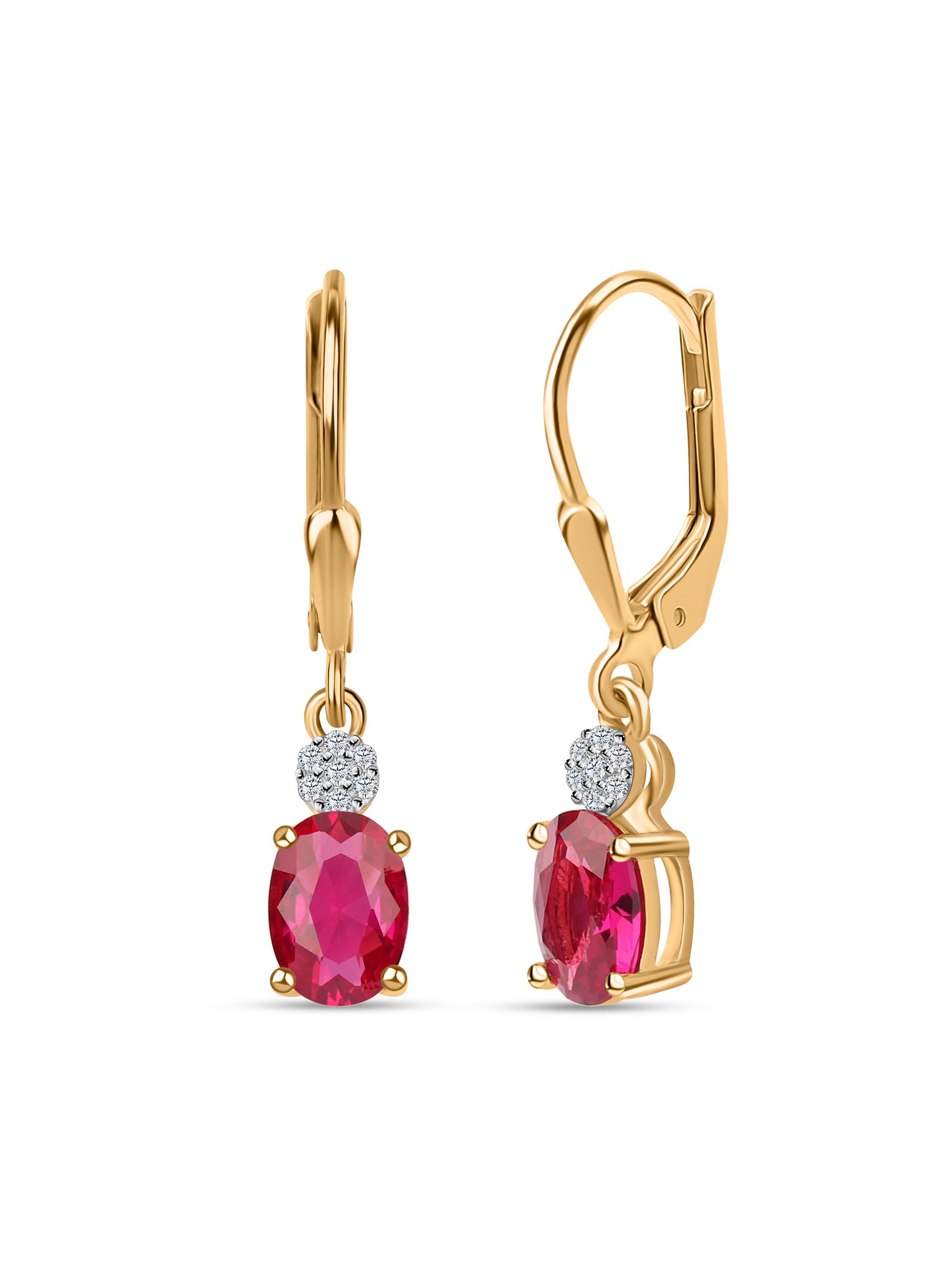Red Ruby Classic Teardrop Earrings with Lever Back