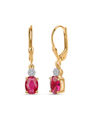 Red Ruby Classic Teardrop 18 Carat Gold Earrings with Lever Back | Silver Party Wear Earrings for Women