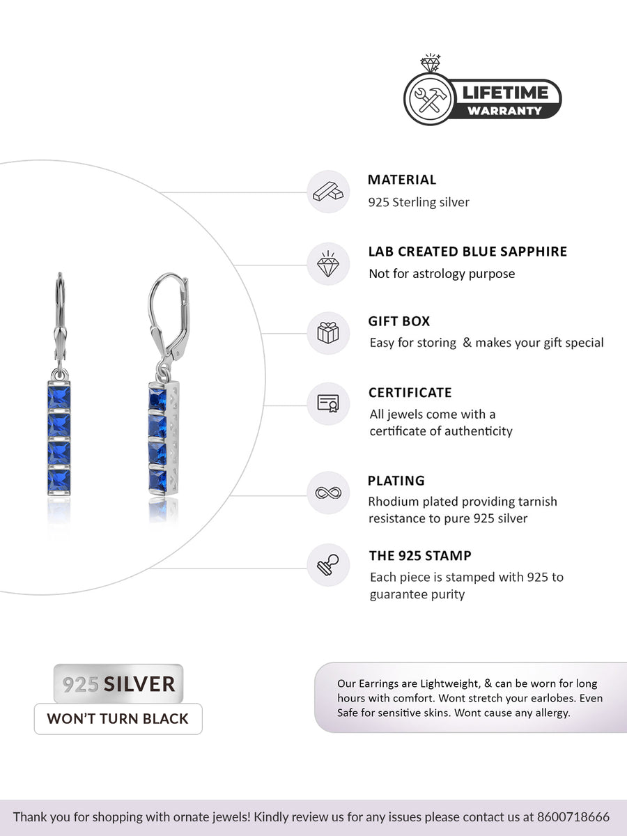 Sapphire Dangling Earrings For Women