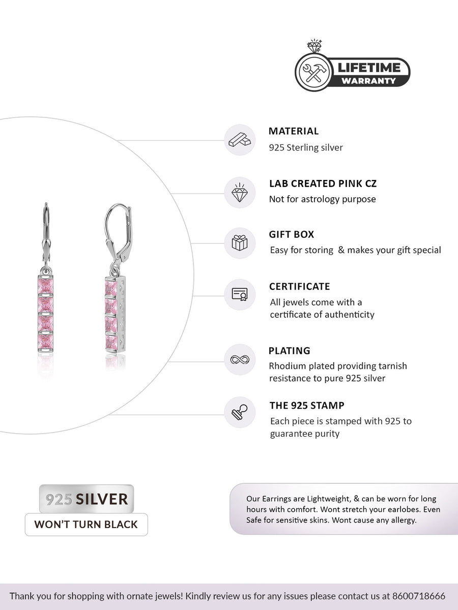 Pink Dangling Earrings For Women-5