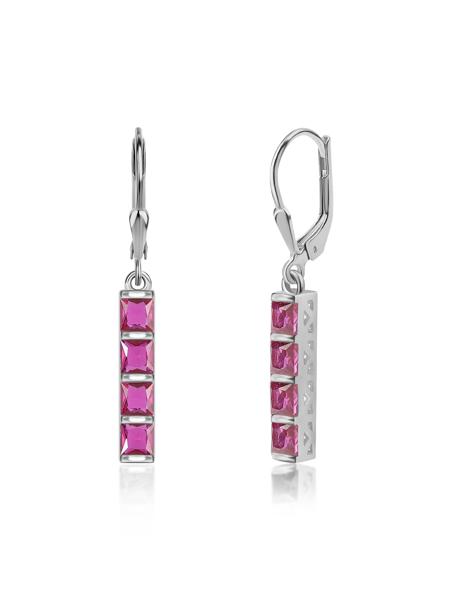 Linear Ruby Earrings For Women