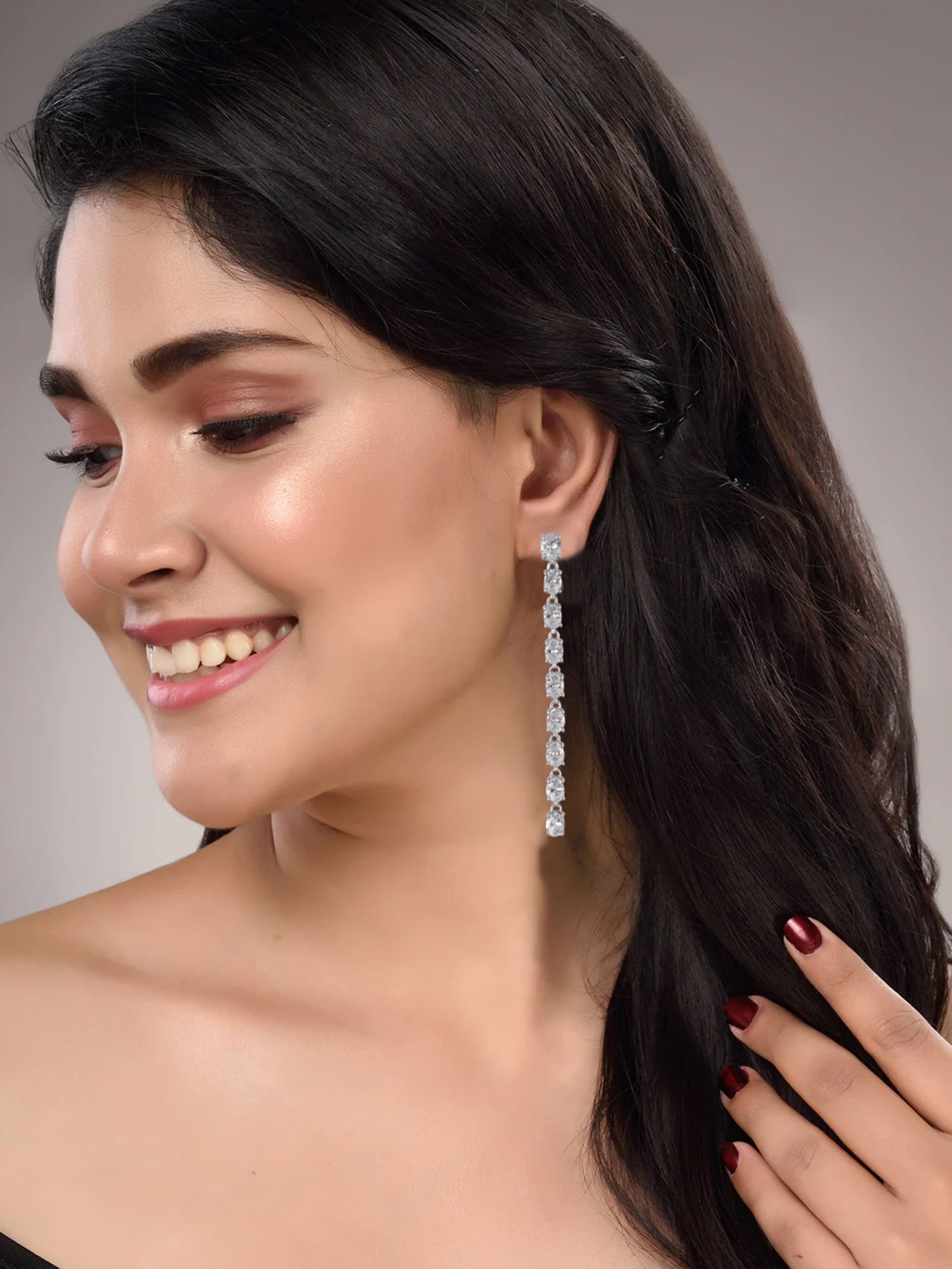 Classy Diamond Look Dangle Earrings for Women-4