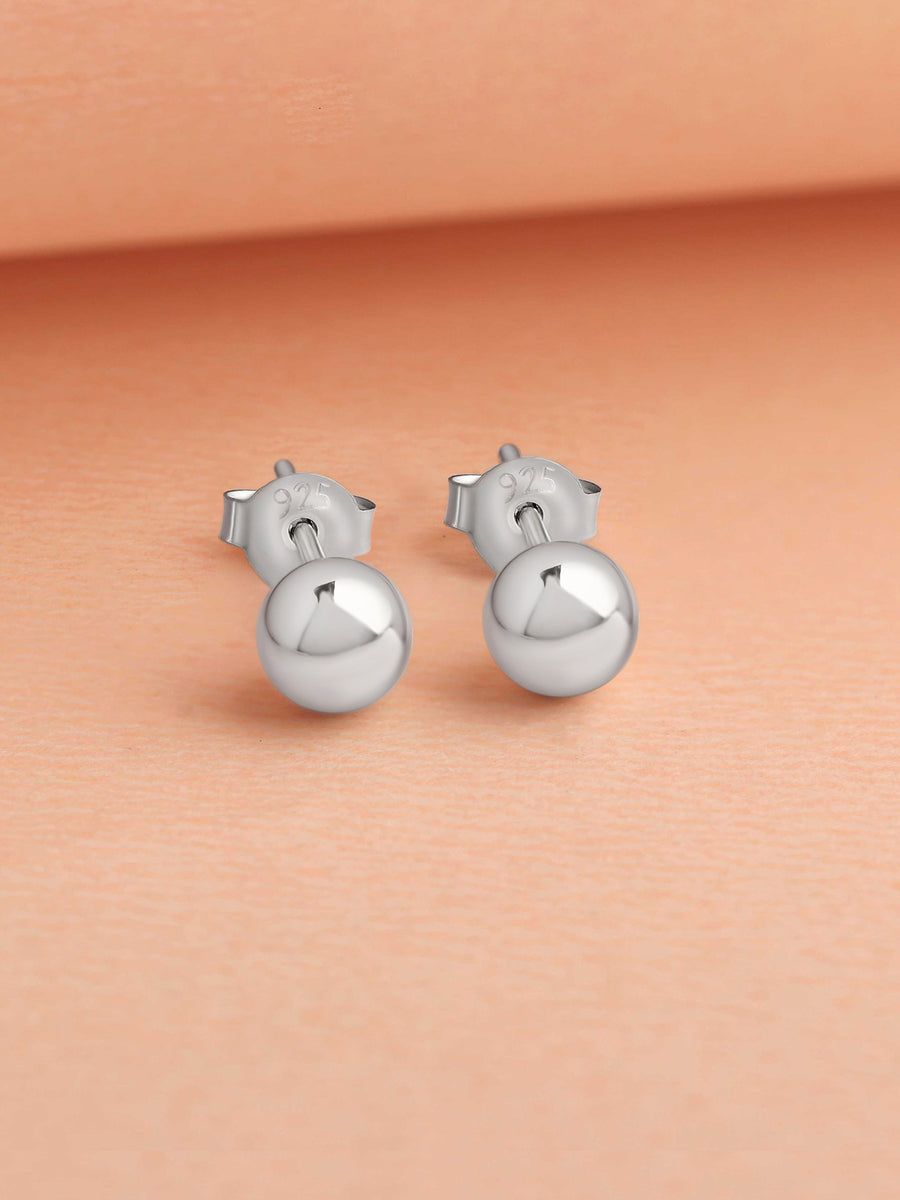4 MM Silver Ball Stud Earrings