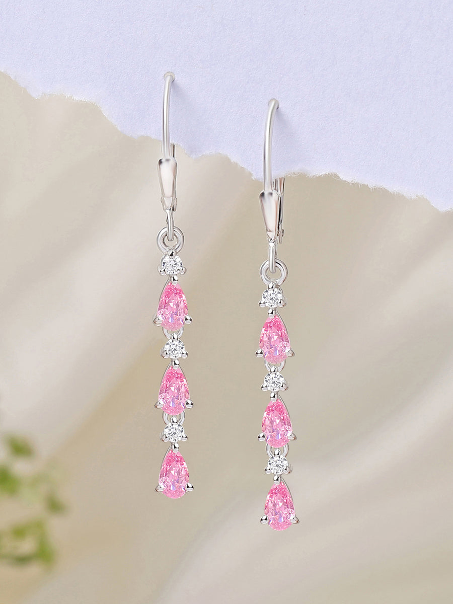 Linear Pink Earrings For Women-5