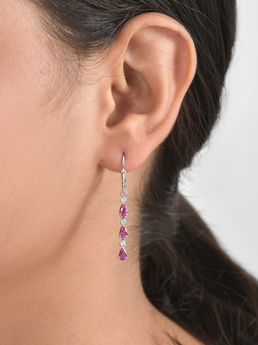 Ruby Linear Dangler Earrings For Women-1