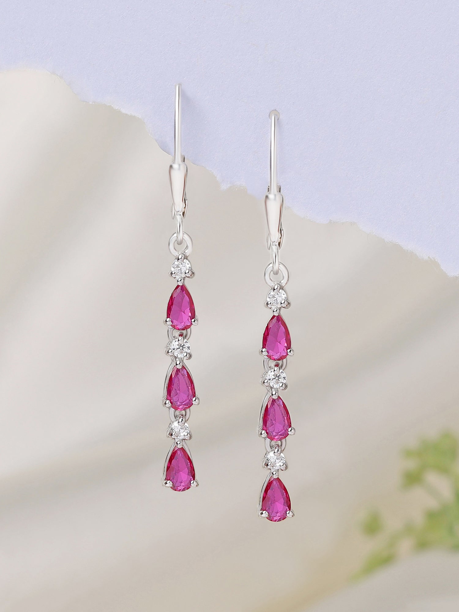 Ruby Linear Dangler Earrings For Women-5
