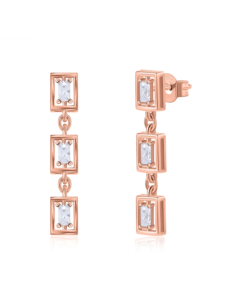 Rose Gold Dangler Earrings For Women-5