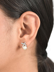 White Natural Pearl Earring For Women-1