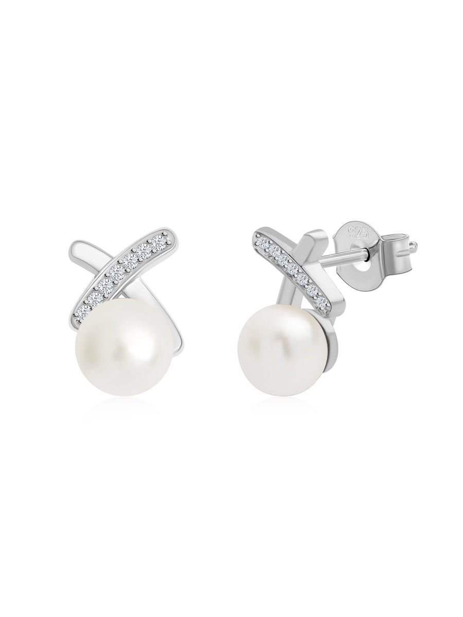 White Natural Pearl Earring For Women-3