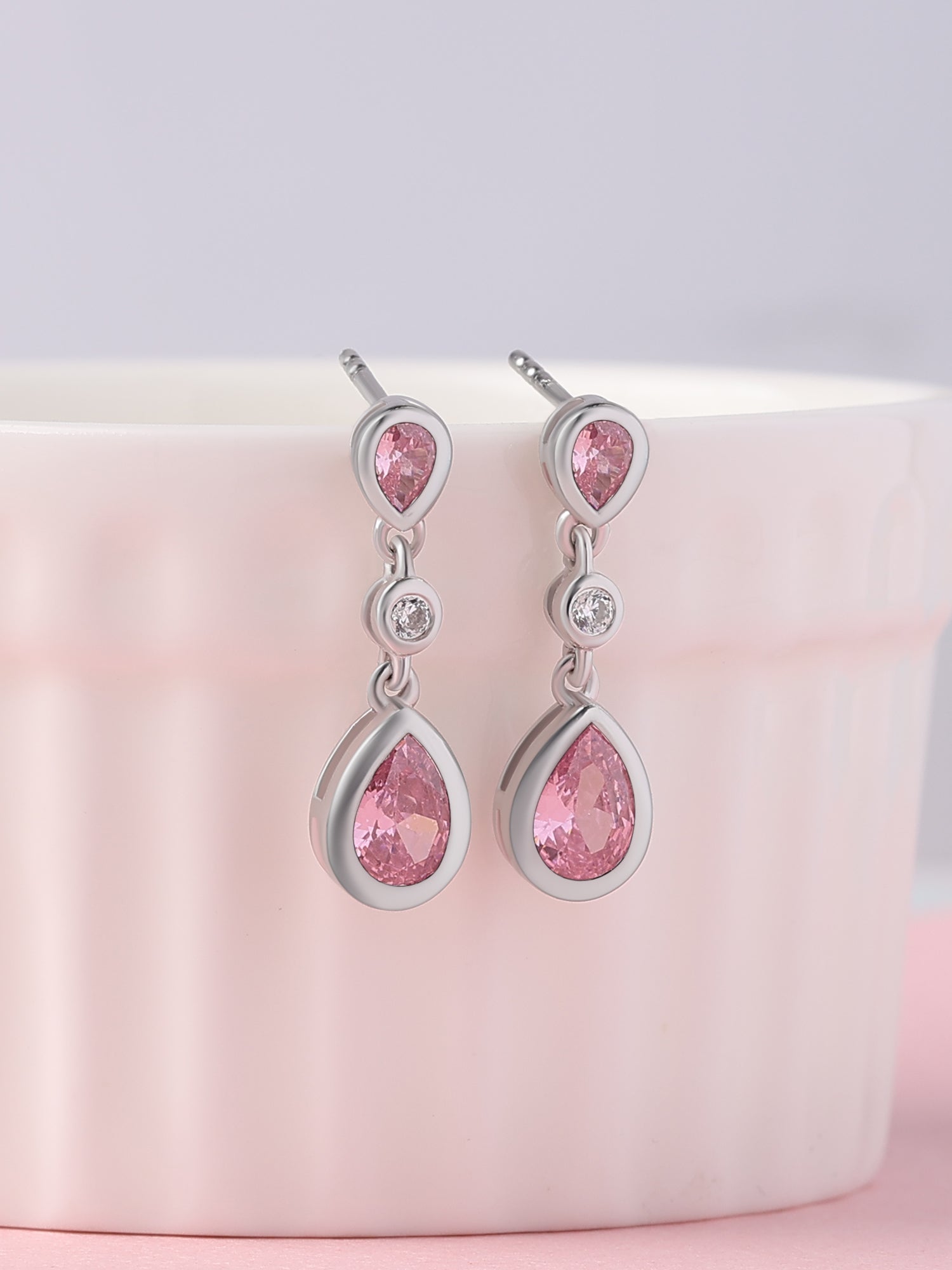 Pretty Pink CZ Danglers For Women