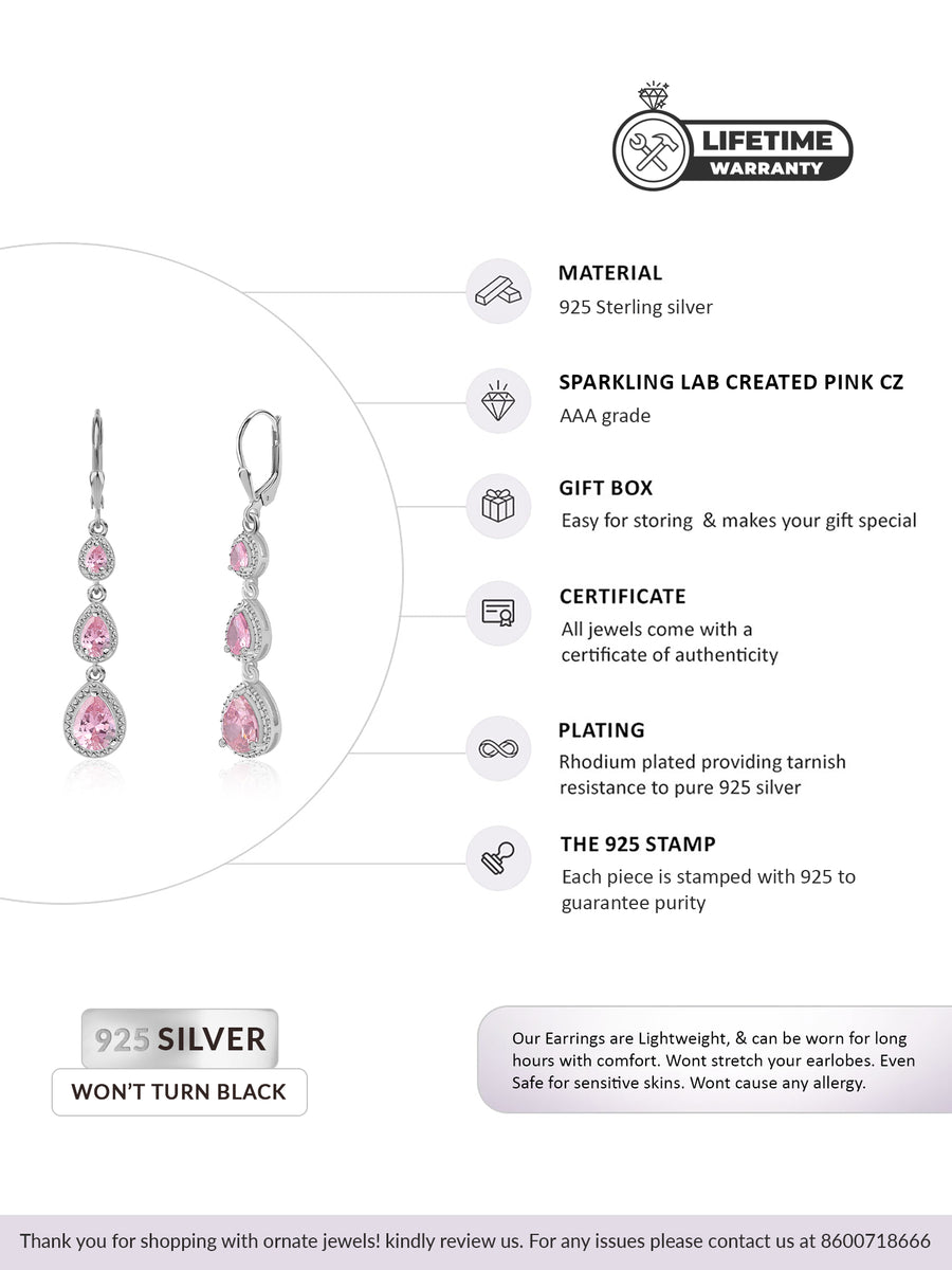 Pretty In Pink Long Earrings For Women-6