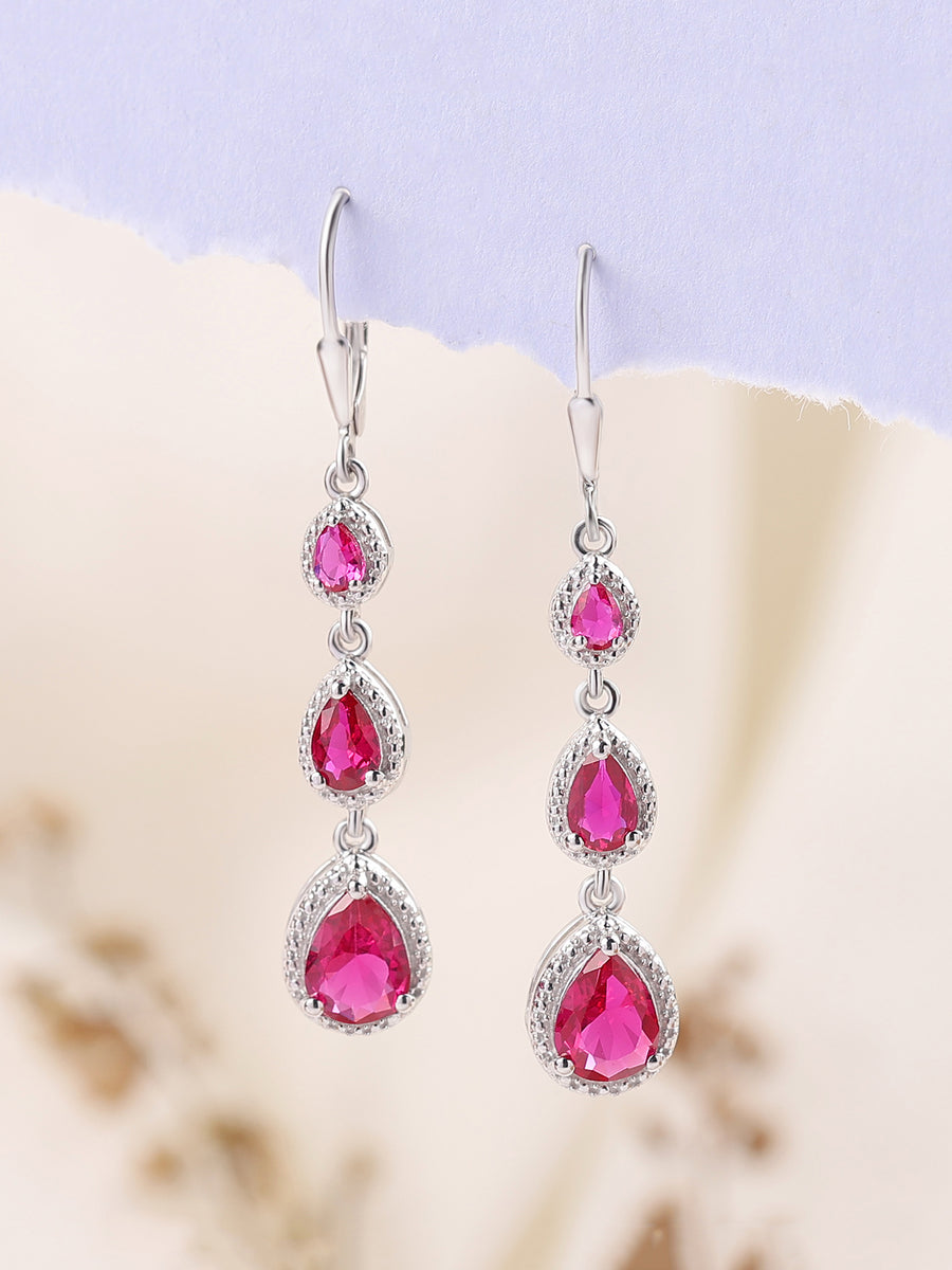 Rubina SIlver Ruby  Earring For Women-4