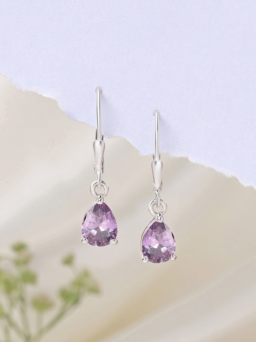 Amethyst Drop Earring For Women-5