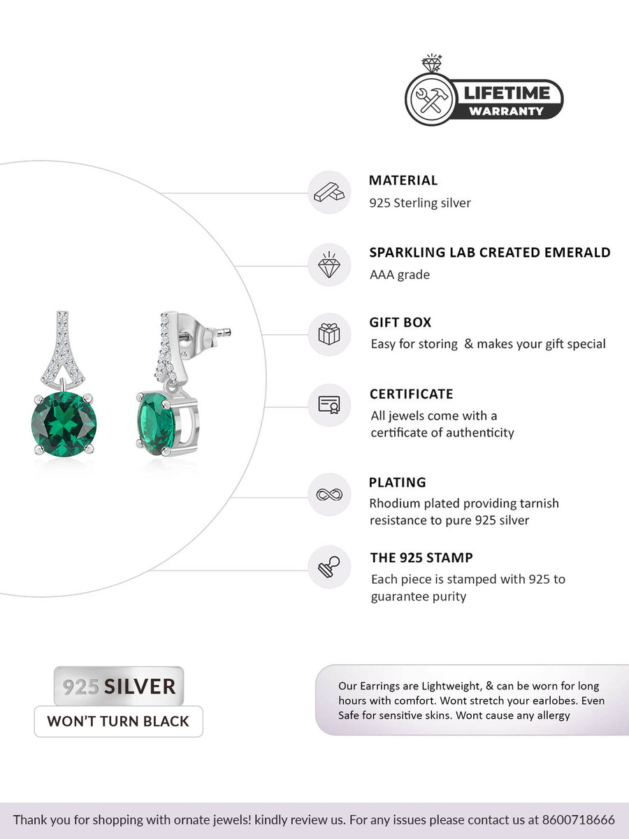 2 Carat Emerald stud Earrings For Women-5