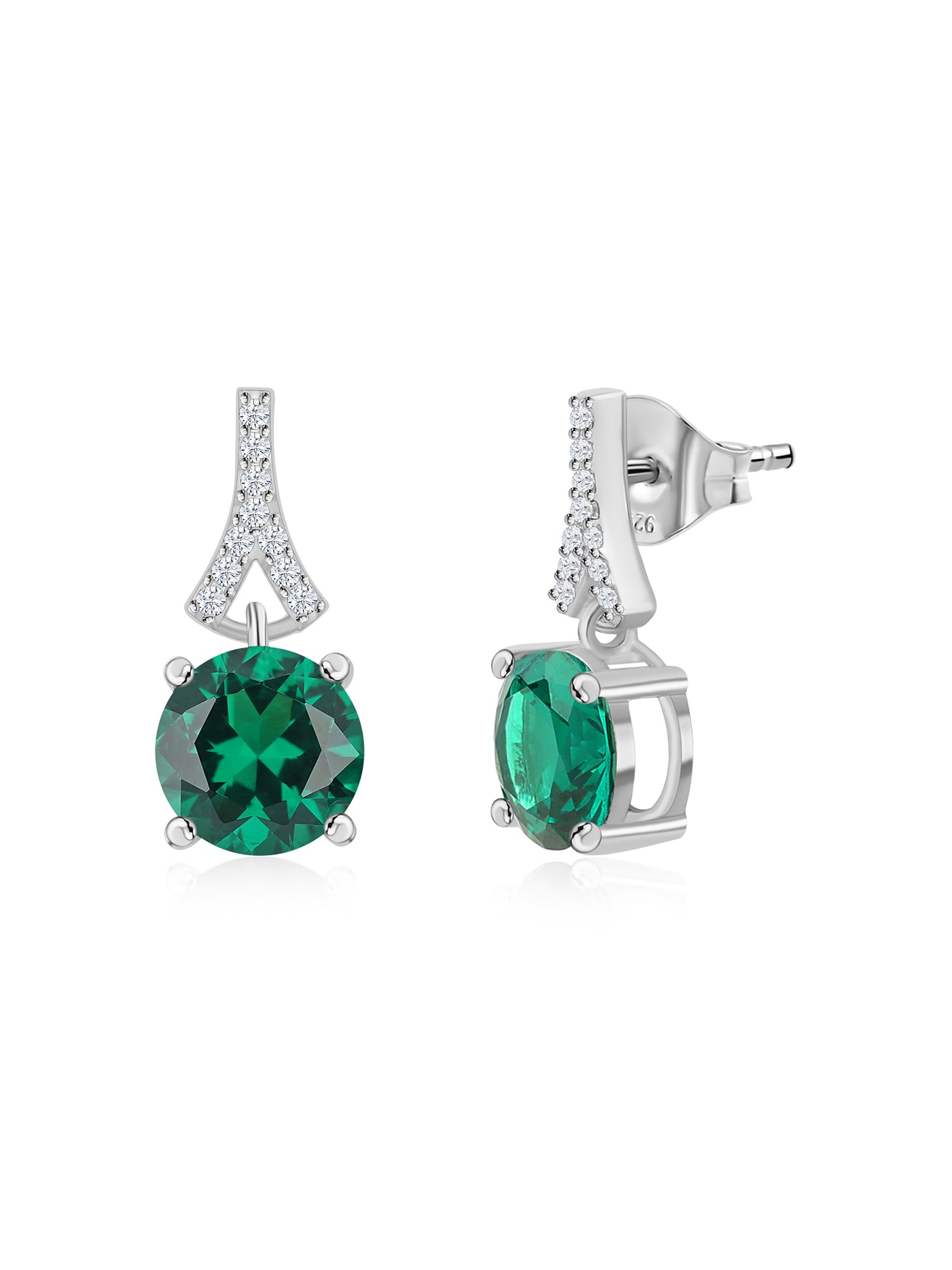 2 Carat Emerald stud Earrings For Women