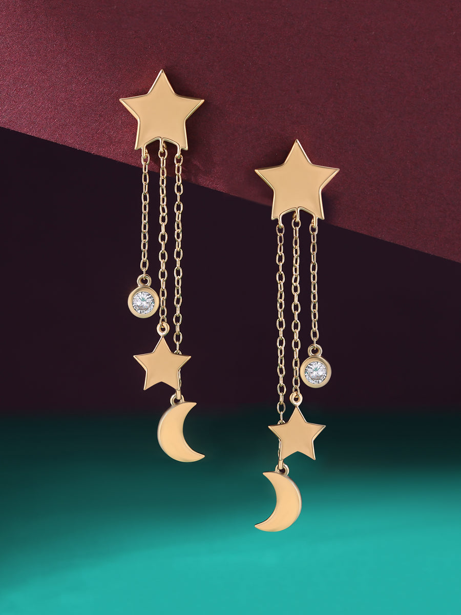 Star and Moon Dangle Earrings For Women-3