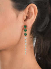 Emerald And Diamond Look Golden Earrings