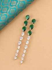 Emerald And Diamond Look Golden Earrings-1