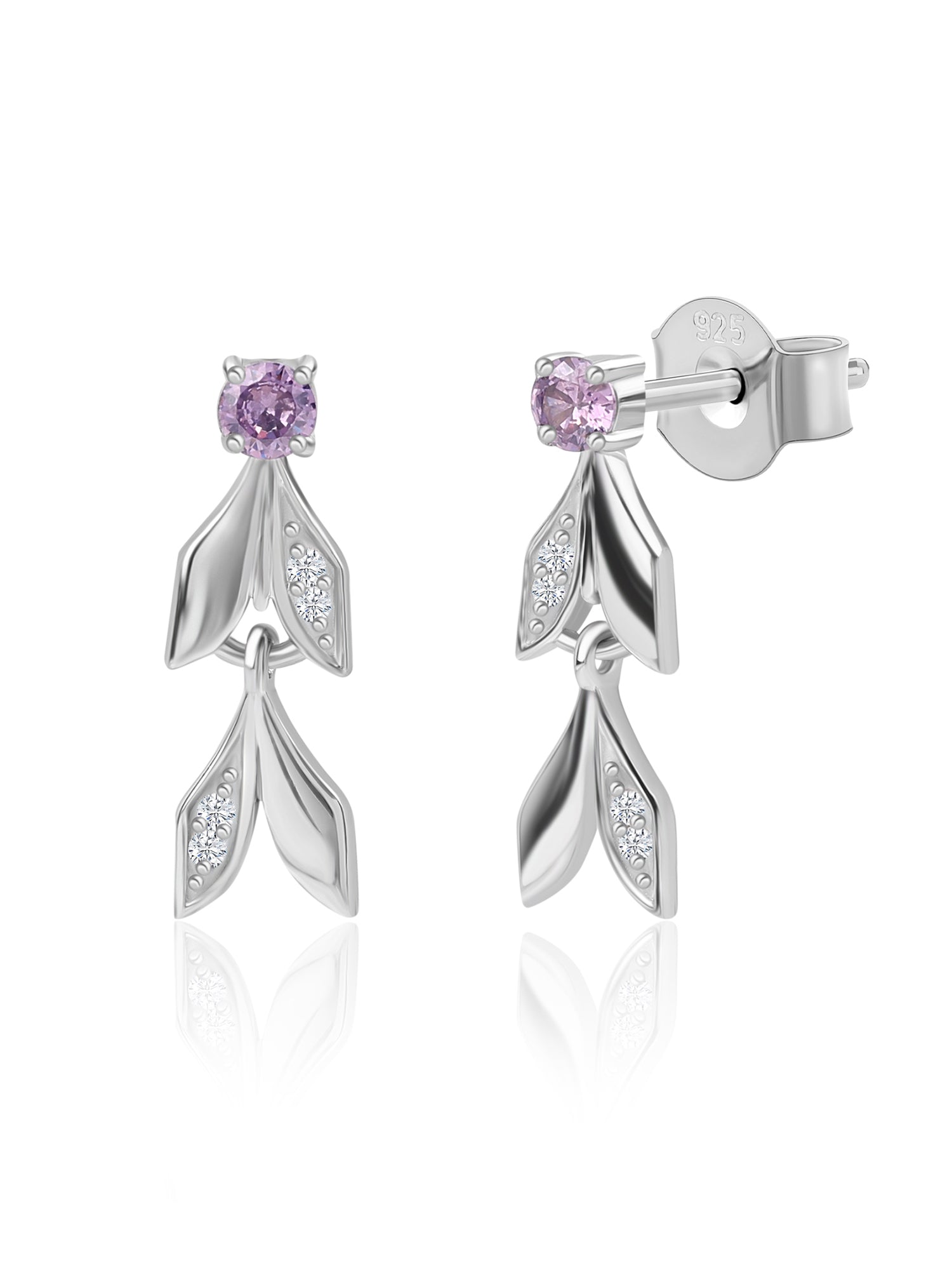 Amethyst Leaf Earrings For Women
