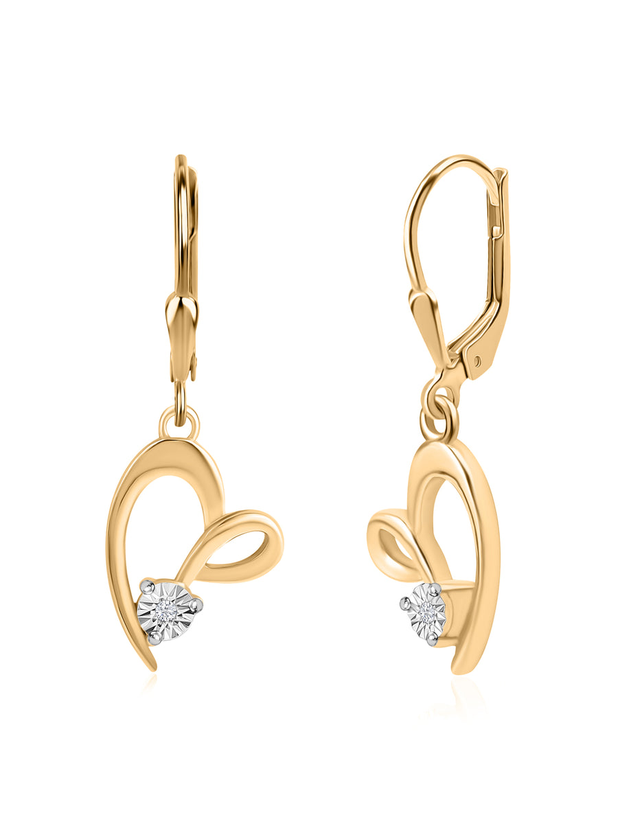 Heart Solitaire Diamond Earrings For Women