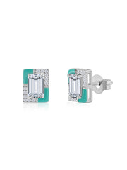 Green And White Stud Earrings for Women