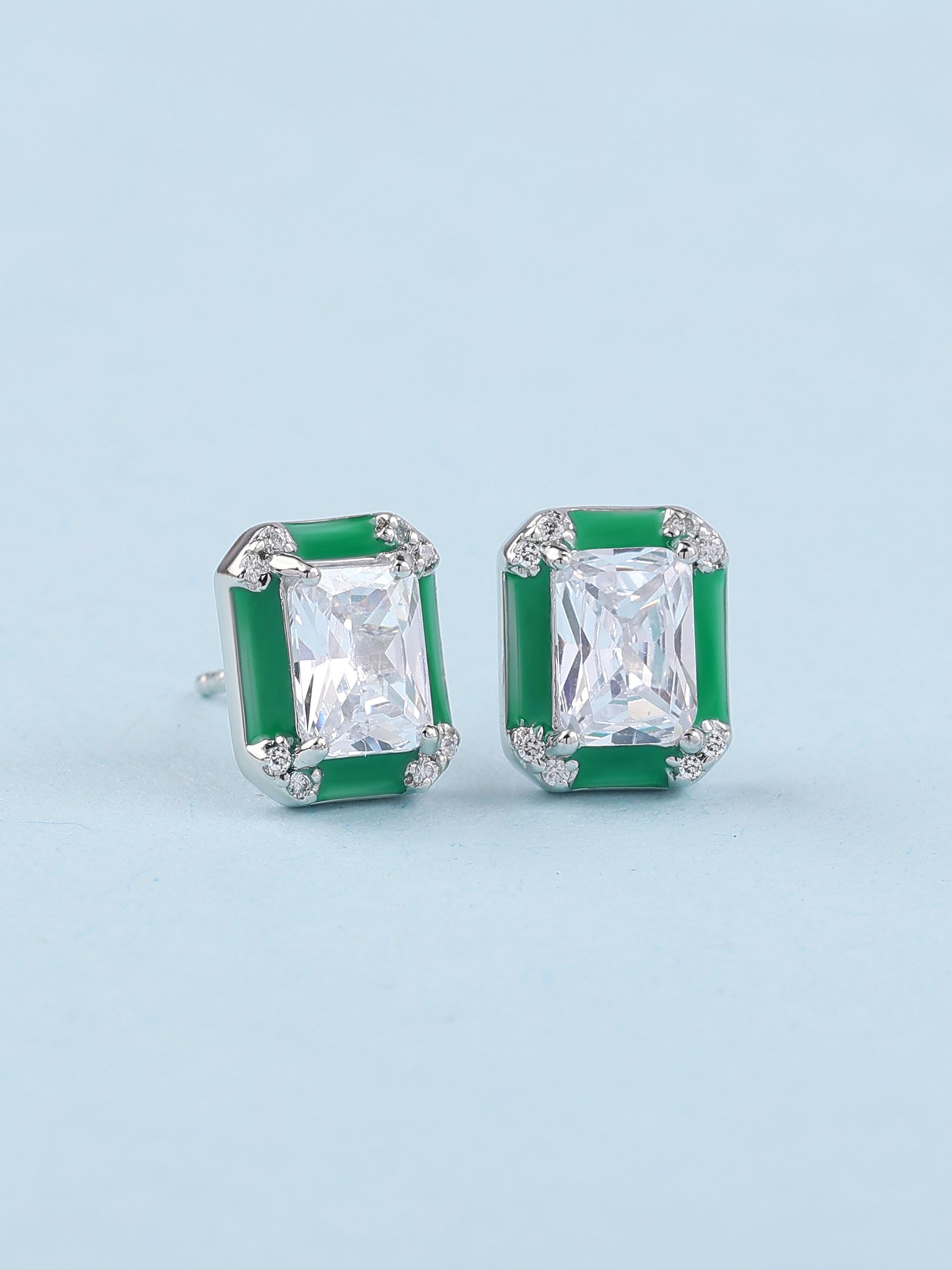 Vintage Green Enamelled Earrings