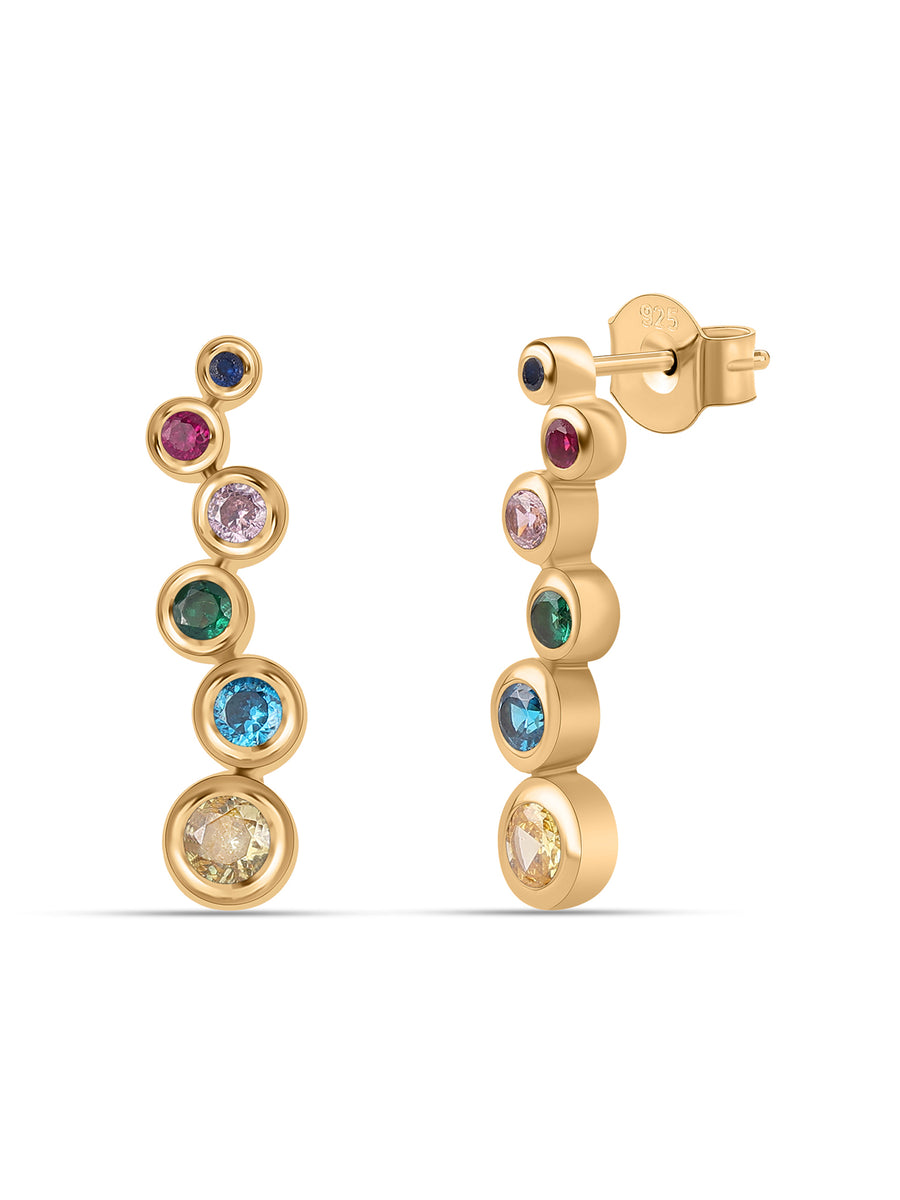 Multi Diamond Look Gold Earrings For Women