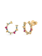 Color Crescent Moon Gold Earrings For Women