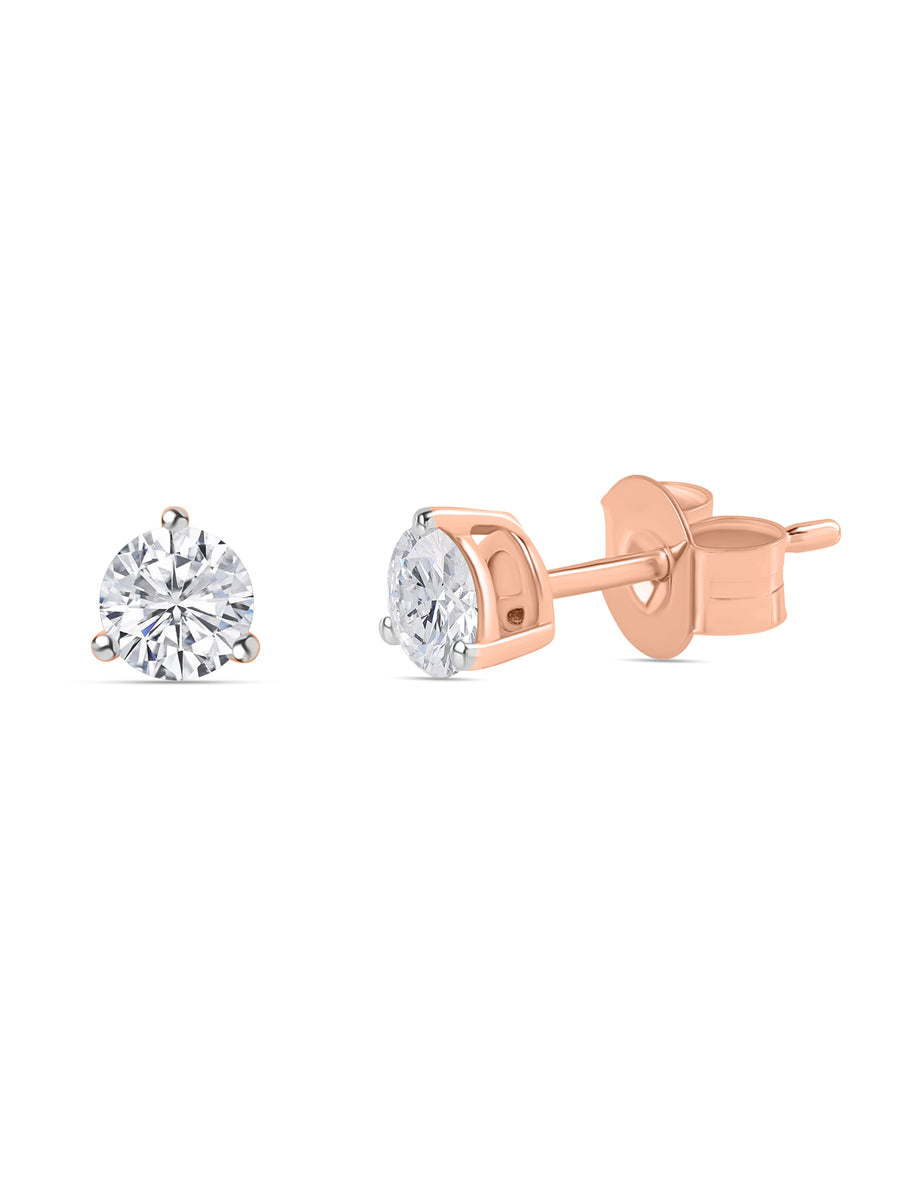 4 MM Lab Diamond Solitaire Stud Earrings For Women