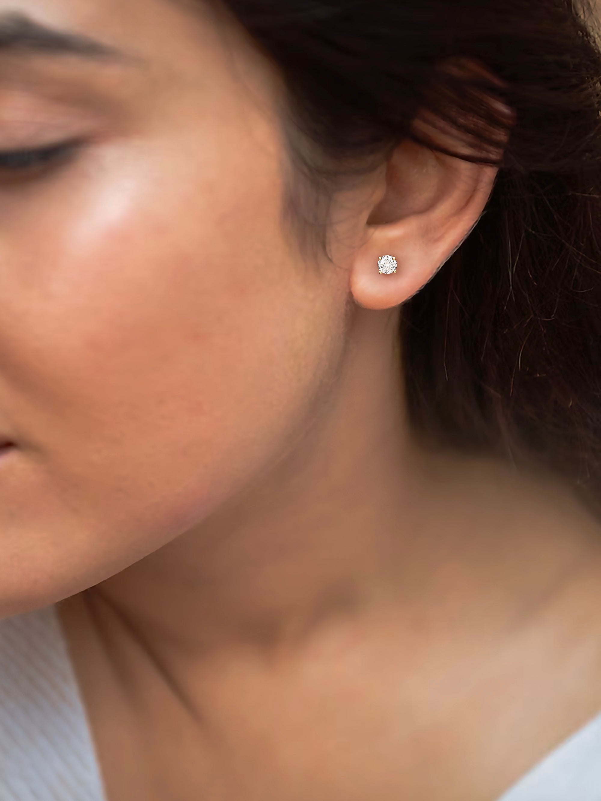 Lab Grown 0.50 Carat Solitaire Stud Diamond Earrings