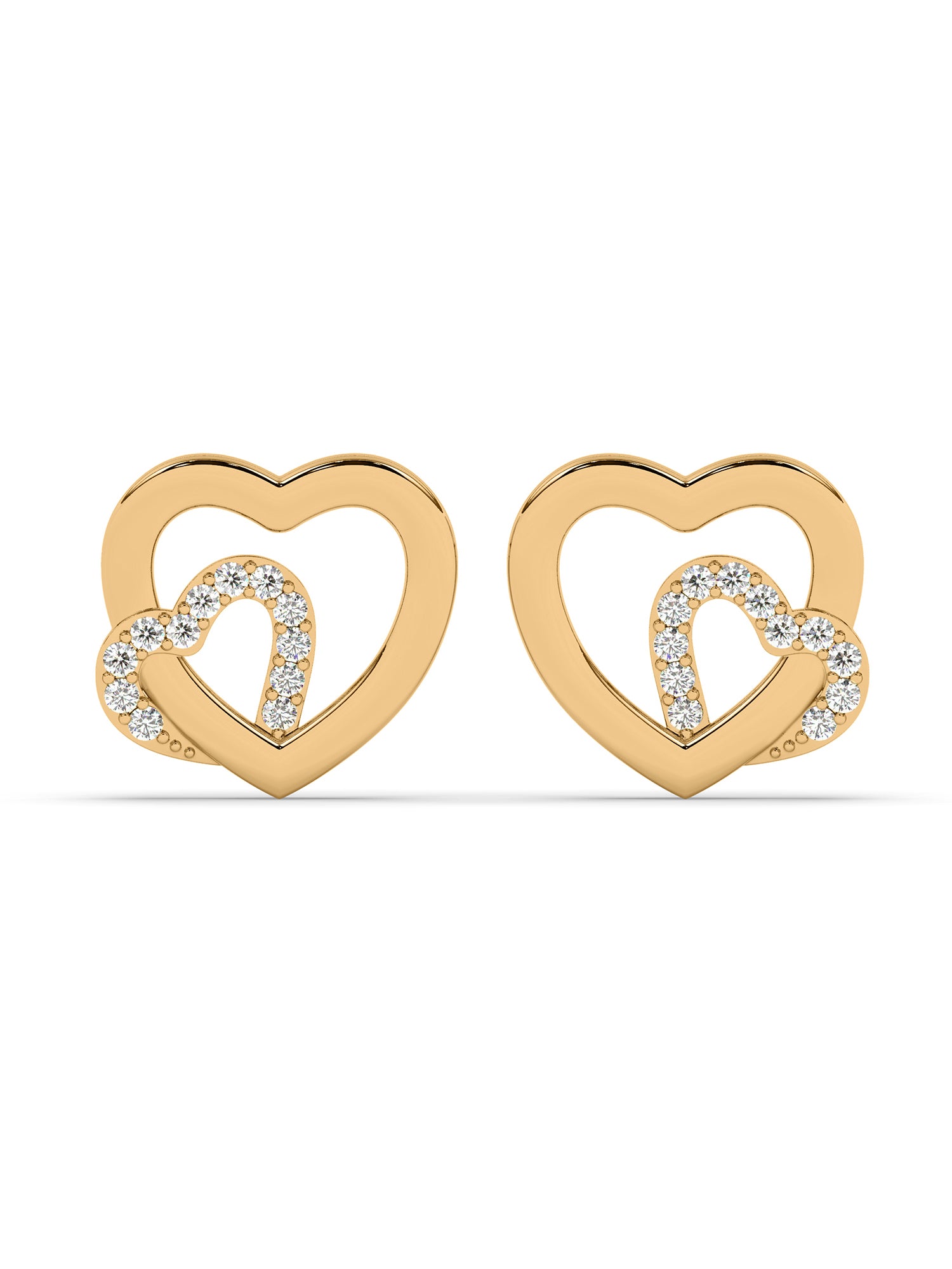 Lovely Heart Diamond Earrings In Yellow Gold_1