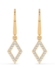 Geometric Diamond Dangle Earrings In Yellow Gold