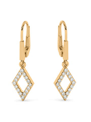 Geometric Diamond Dangle Earrings In Yellow Gold_3