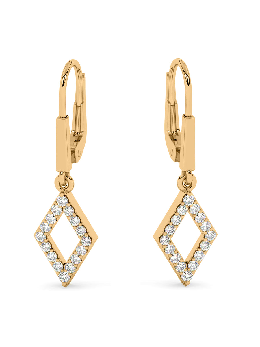 Geometric Diamond Dangle Earrings In Yellow Gold_3