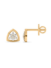 Trillion Diamond Earrings In Yellow Gold