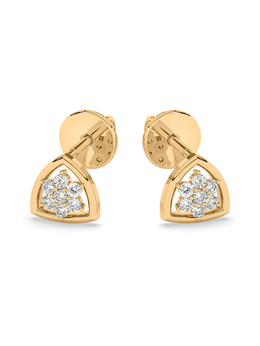 Trillion Diamond Earrings In Yellow Gold_4