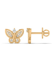 Butterfly Diamond Earring Studs In Yellow Gold_1