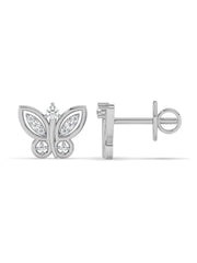 Butterfly Diamond Earring Studs In Gold