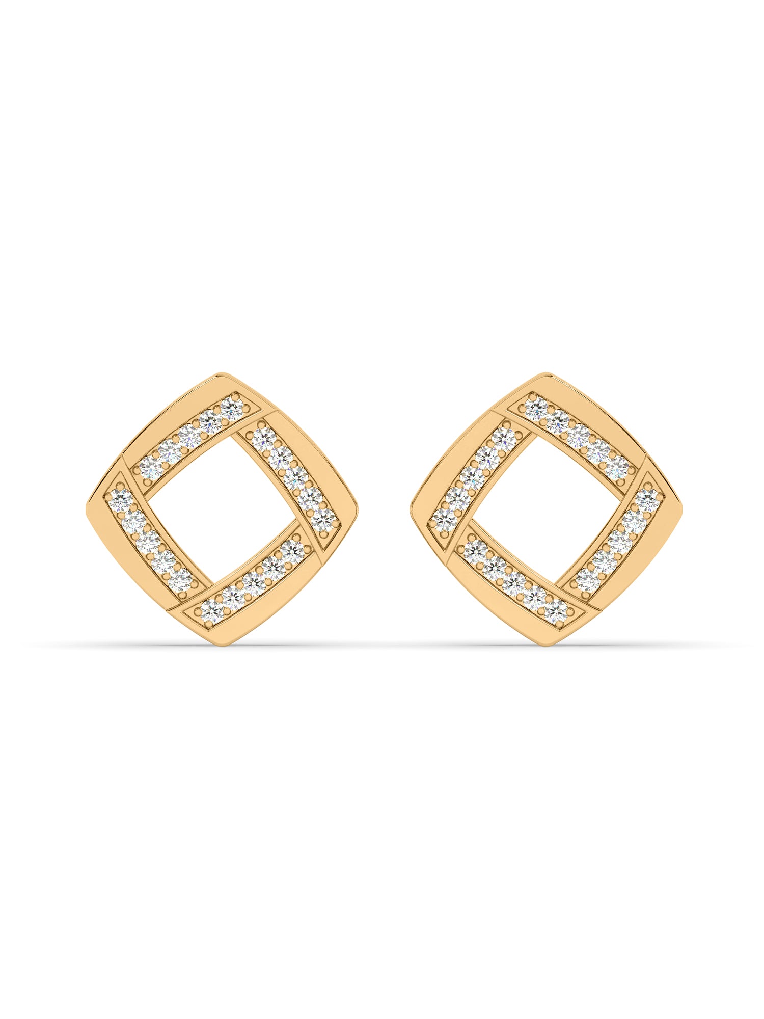 Square Diamond Studs in Yellow Gold_1