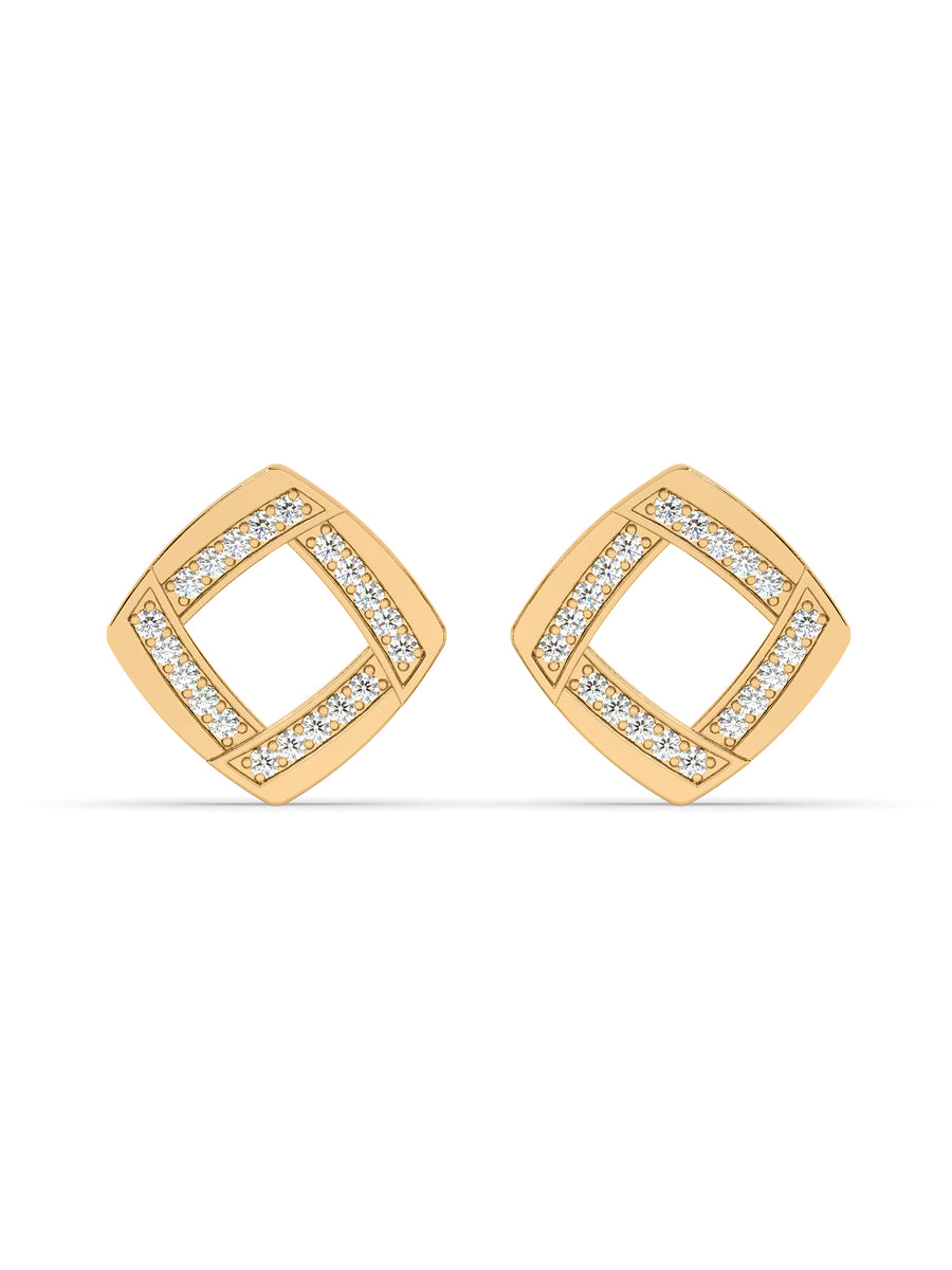 Square Diamond Studs in Yellow Gold_1